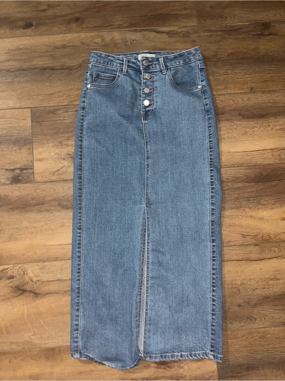 Oat New York Denim Maxi Skirt in Light Blue